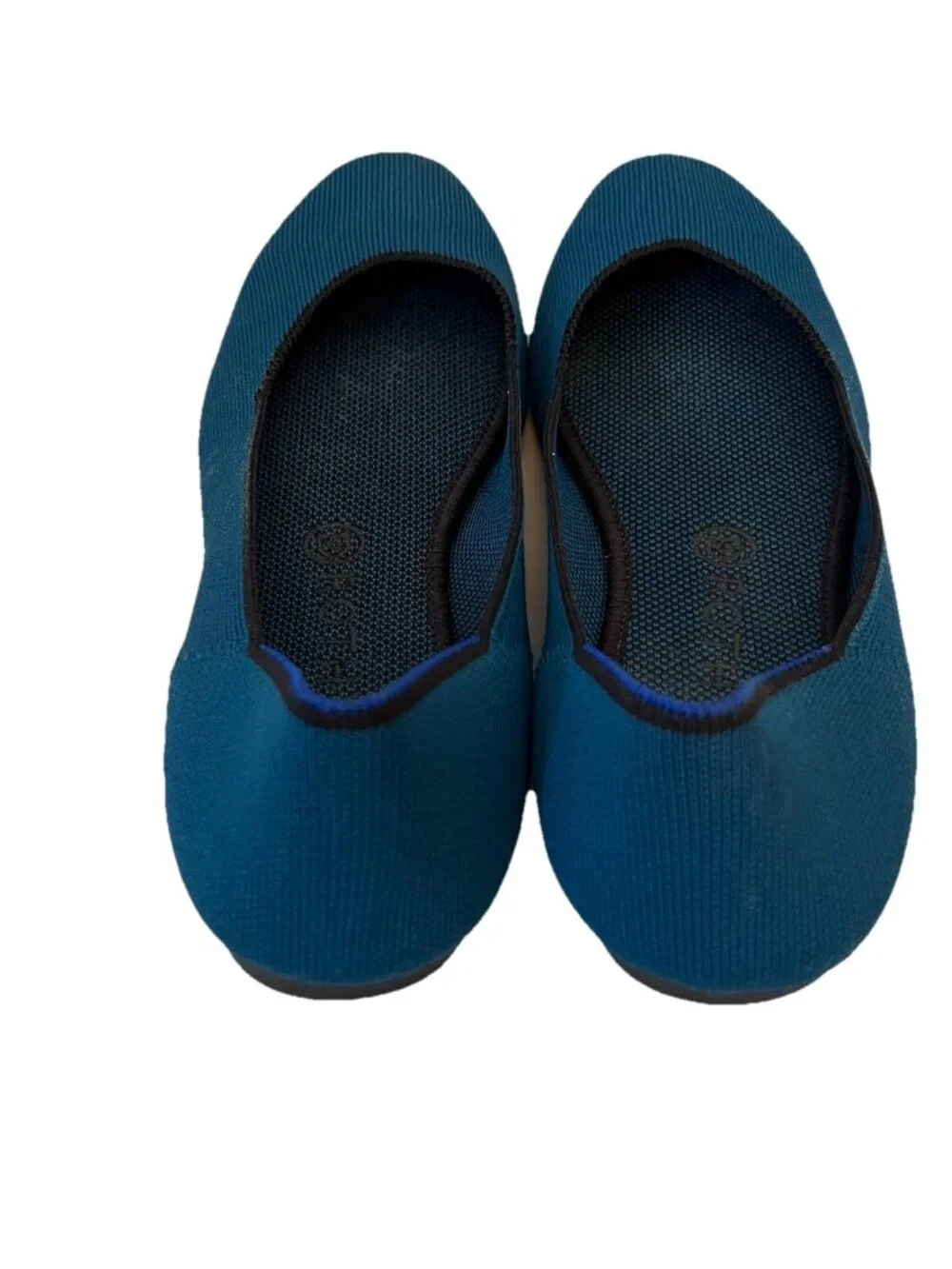 Rothy's The Flat Teal Blue Knit Round Toe Washable Walking Shoes Women's 10.5